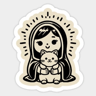 Mother Mary with Cat Sticker